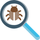 computing, technology, Animals, bug, Loupe, search, Multimedia, malware, insect, magnifying glass Black icon