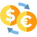 exchange, Currency, Dollar, Business, commerce, Euro, Money, finances, Coins SandyBrown icon