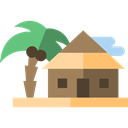 Holidays, buildings, hotel, vacations, tropical Black icon