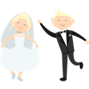 Bride, romantic, groom, Wedding Couple, people Black icon