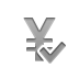 checkmark, Currency, sign, yen Gray icon