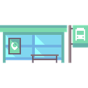 station, urban, Bus Stop, buildings, Bench Black icon