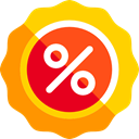 Badges, Discount, commerce, Badge, sticker, Design, star, signs, percentage Gold icon