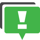 Chat, exclamation LimeGreen icon