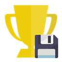 Diskette, trophy Gold icon