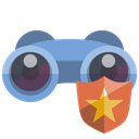 Binoculars, shield Black icon