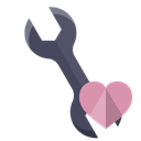 technical, Heart, Wrench Black icon
