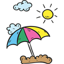 Sun Umbrella, nature, landscape, Beach, sun, Island Black icon