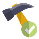 checkmark, hammer Black icon