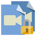 type, File, Lock, video CornflowerBlue icon