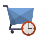 Clock, Cart, Shoping Black icon