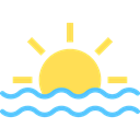 weather, Dusk, sea, nature, landscape, sun, sunset Black icon
