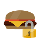 Lock, hamburguer, open Black icon