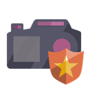 Camera, shield Black icon