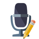 Microphone, radio, pencil Black icon