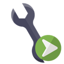 Wrench, right, technical Black icon