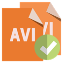 File, Avi, Format, checkmark Chocolate icon