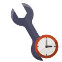 Clock, Wrench, technical Black icon