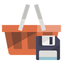 Basket, Diskette, shopping Black icon