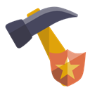 hammer, shield Black icon