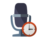 Clock, Microphone, radio Black icon