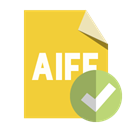 File, Aiff, Format, checkmark Goldenrod icon