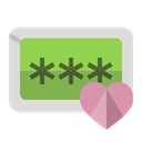 password, Heart YellowGreen icon