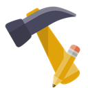 hammer, pencil Black icon