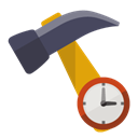 Clock, hammer Black icon