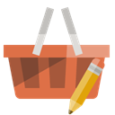 Basket, pencil, shopping Black icon