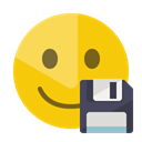 Diskette, smiley Gold icon