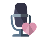 Heart, radio, Microphone Black icon