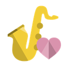 Heart, music, saxophone Black icon