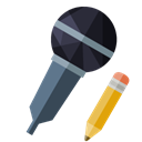 Microphone, pencil Black icon