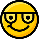 Ideogram, Emoji, Smileys, emoticons, nerd, feelings, interface, faces Gold icon