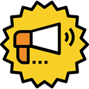 shout, announcer, protest, megaphone, loudspeaker, Tools And Utensils Gold icon