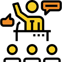 Analytics, Businessman, Business, stick man, speech, Conference, Presentation Black icon