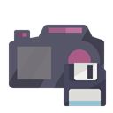 Diskette, Camera Black icon