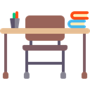 education, Furniture And Household, Chair, Teacher Desk, desk, Classroom Black icon