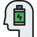 Business And Finance, Brain, Battery, charging, mind, people, head Lavender icon