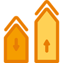 Stats, real estate, graph, finances, statistics, graphical, investment, Business DarkOrange icon