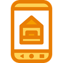 mobile phone, cellphone, real estate, touch screen, technology, house, Iphone, smartphone DarkOrange icon
