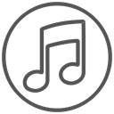 Brand, music, shape, Circle, Note Black icon