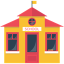 college, education, university, High School, buildings, school Goldenrod icon