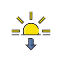 weather, meteorology, sunset, Evening, sun, sign Black icon