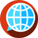Speech Balloon, Earth Globe, speech bubble, Language, education OrangeRed icon