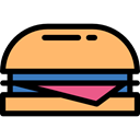 junk food, Burger, hamburger, sandwich, food, Fast food, Food And Restaurant SandyBrown icon
