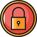 Badge, Protection, padlock, security Salmon icon