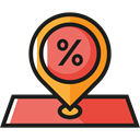 interface, signs, pin, placeholder, map pointer, Map Location, Maps And Location, Discount, Map Point, Sales Black icon