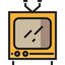 Tv, vintage, screen, television, antenna, technology, Communications Black icon